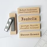 Namensschild aus Holz, personalisierbar, personalisierbar, mit Anstecknadel, Magnet, Klebstoff (2 x 7 cm)