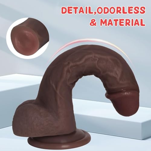 Kstert-Realistic-Dildo--78-Liquid-Silicone-Toy-with-Strong-Suction-Cup-Lifelike-Veiny-Texture-Resilient-Firmness-Hands-Free-G-Spot-Focused-Design-for-Women-Beginners-Brown