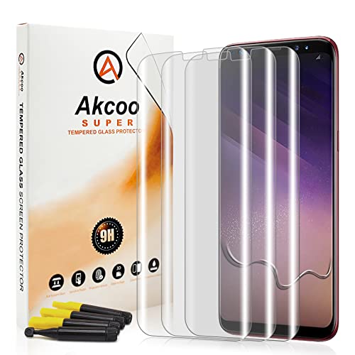 [3 Pack]Galaxy S8 Screen Protector Tempered Glass,Akcoo UV Full Adhesive Glass film for Samsung Galaxy S8 [Sensitive Touch][Full Cover Version] [Case friendly]