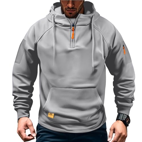 Zip Up Hoodies for Men Cotton Work Sweatshirt with Pockets Plain Unisex Essentials Sweater Winter