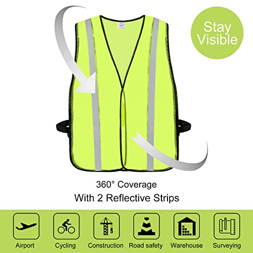 Duskcove 10 Pack Hi Vis Reflective Safety Vests For Adult, Breathable Neon Mesh High Visibility Construction Vest With 2 Reflective Strips For Police, Traffic Control, Running, Or Security Guard #TOP2