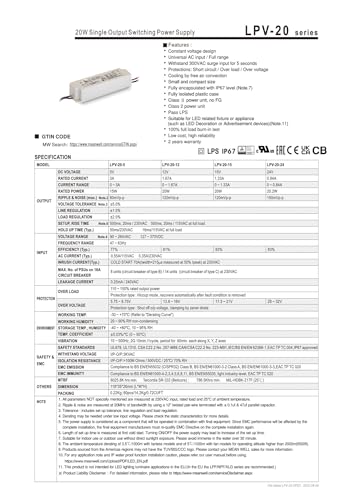 Alimentation à découpage LPV-20 à sortie unique tension constante 15V - 2