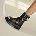 Bapolee Black Leather Gladiator High Top Sandals for Women Open Toe Flat Platform Mesh Ankle Boot With Buckle Back Zipper Casual Travel Fashion Shoes
