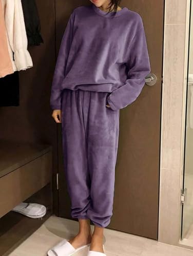 Image of KOTTY Women's Fleece Tracksuit Set | Woolen Co-ord Sweatpants for Winter | Loose Fit Winterset for Ladies