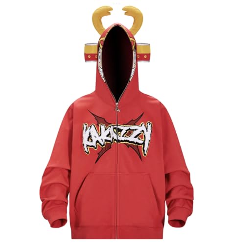 Sweat à capuche zippé Kakazzy rouge avec zip robuste 16 ans - 3