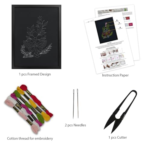 Image of picknMAKE Framed Embroidery Kit for Beginners - Cross Stitch & Hand Embroidery Kit, DIY Home Decor Items & Show Pieces, All Materials Included