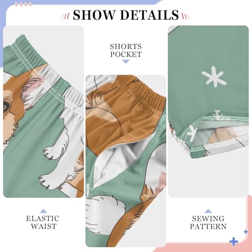Corgi Snowflake Boys Long Pants Soft Trousers Elastic Waist Kids Lounge Bottoms with Pockets S-XL4