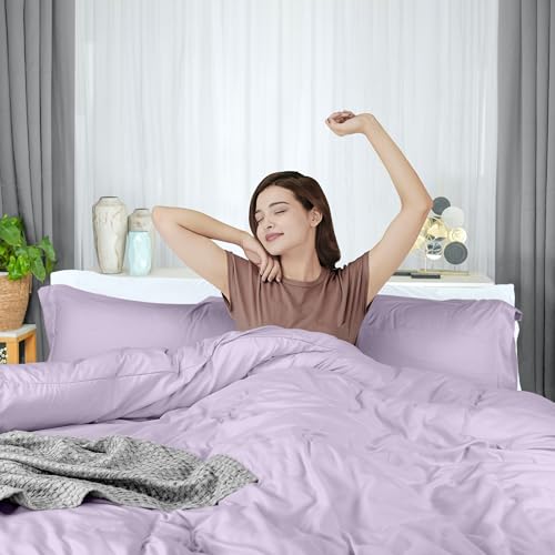 Utopia Bedding Duvet Cover Twin Size - 2 Piece with Zipper Closure - 1 Comforter Cover 68X90 Inches & 1 Pillow Sham 20X26 Inches (Lavender) Comforter Not Included