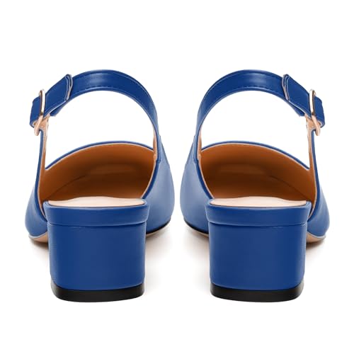 Womens Fashion Buckle Slingback Pumps, Square Closed Toe Chunky Heel Solid Matte Shoes for Women 1.3 inch4