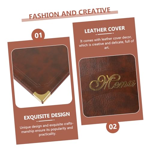 Support de menu résistant A4 cuir marron idéal pour les tables de bar