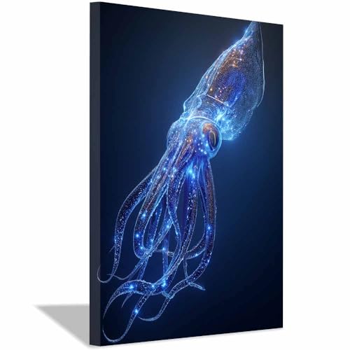 Toile océan calmar lumineux pour habiller un petit mur de bureau