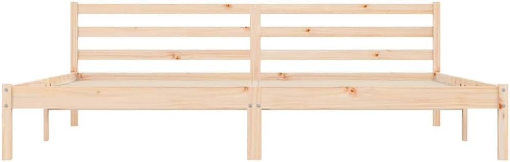vidaXL Bed Frame Natural 82.09 x 78.15 x 27.36 in Solid Pine Wood, Chic Bedroom Set, Trendy Bed Frame, Sturdy Wood, Sleek Minimalist Style, Tough Furniture for City Life