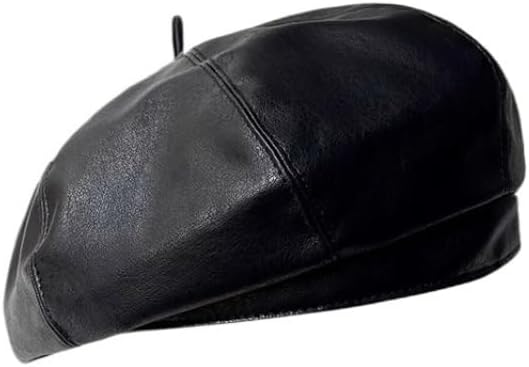 PU Leather Beret Versatile British Artistic Painter's Hat for Ladies