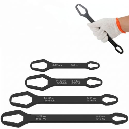Image of Universal Double Ended Wrench Set, 3mm-22mm Wrench Double-Head Self-Tightening Adjustable Wrench,Multifunctional Sink Tool Set for Home,Plumbing, Automotive Repair, Multi Size Bolt Removal-4PC