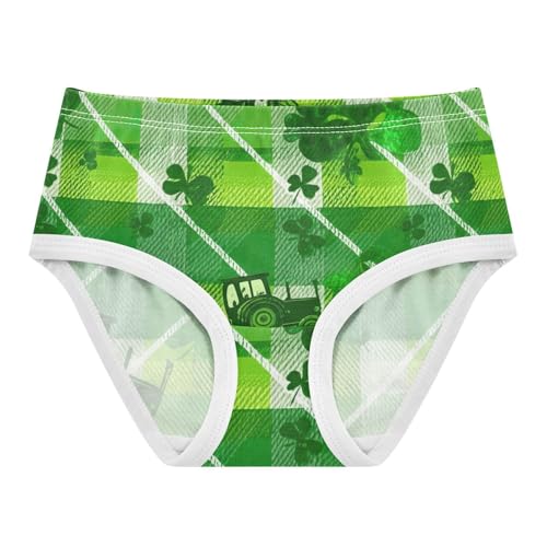 Green Tractor Plaid Shamrock Girls Underwear Toddler 2t Cotton Girl Panties Cute Bright Undies Kids Briefs