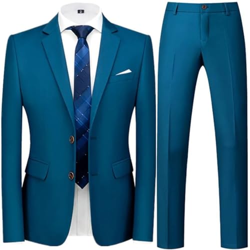 Spring Autumn Fashion Men's Business Casual Solid Color Suits Set Two Button Slim Fit Formal Suit2