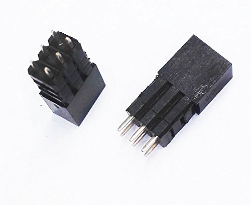 E-Simpo 20 peças 2,54 mm 2 x 3P cabeçalho fêmea longo, espaçamento industrial de 0,12 polegada, linh