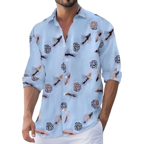 Chemise manches longues homme imprimé floral boutonnée slim casual