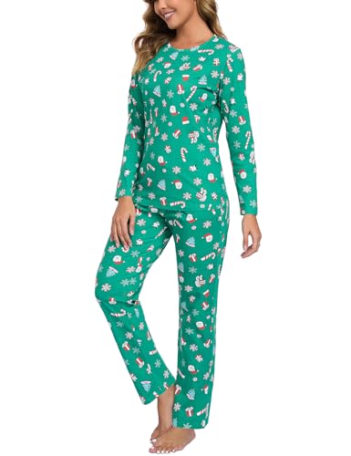 EISHOPEER Womens Cotton Christmas Pajamas Set Long...