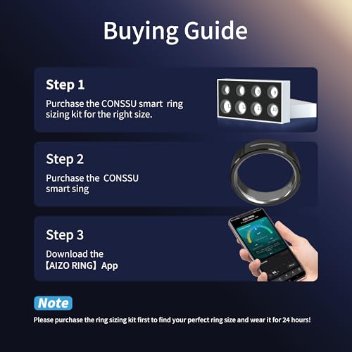 Image of CONSSU AI Smart Ring for Men Women, Sleep Fitness Health Tracker, Body Temperature, Heart Rate & Blood Oxygen Monitor, Vibration Alert, No Subscription Fee, 4-6 Day Battery Life, Ceramics - Size 9