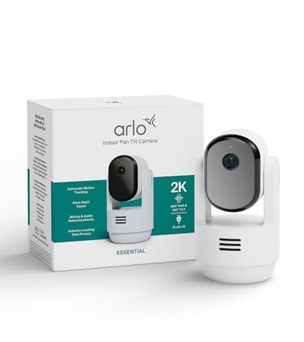 Arlo Indoor 3 PTZ 2K Überwachungskamera Innen, 1er Set, 360º Schwenkbar, 2-Wege-Audio, Bewegungsverfolgung, Kabelgebunden, Für Babys/Haustiere, Hausüberwachung, mit Secure Plan Testzeitraum