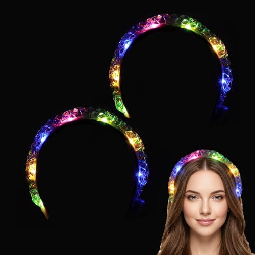 Leuchtende Stirnband, 2 Stück LED Haarreifen, Geflochtener Haarschmuck, Flashing Haarbänder für Frauen und Mädchen, Weihnachten-Party, Festival, Hochzeit Dekor