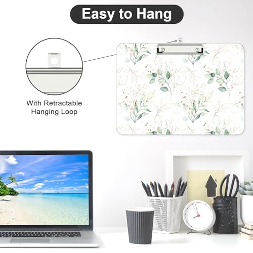 Image of Plastic A4 Clipboard Landscape, Fashion Clip Board with Low Profile Clip for Drawing, Sketching, Art Supplies, Drafting Supplies, Eucalyptus Leaves