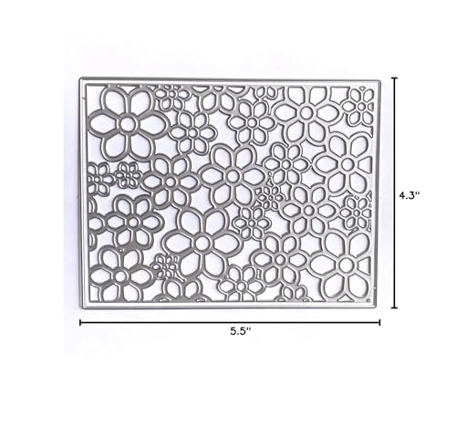 ZbFwmx 3D Frame Cutting Dies Background Dies Cut Grid Flowers Metal Stencils for Card Making Album Arts DIY Craft Embossing Template Scrapbooking Album Decor (Covered with Flowers-14x10.9cm)