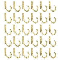sourcing map Wall Hooks, 30Pcs - Zinc Alloy Single Prong Vintage Clothes Hook, Hooks for Hanging Towel Coat Backpack Scarf Keys Hat Cup (Gold,24mm)