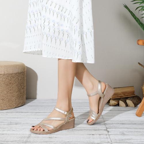 Image of Wedge Sandals for Women Dressy Comfortable Low Heel Summer Shoes