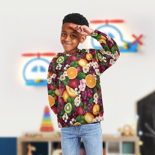 JUNZAN Funny Kumquat Fruit Purple Big Girls Sweatshirts Hoodies Crewneck Hoodie for Boys Party 4T4