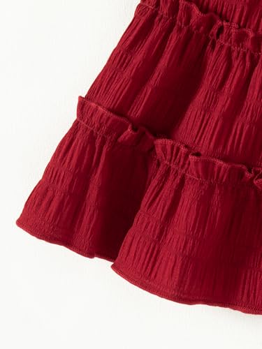 Image of Girls Outfits Puff Sleeves Off Shoulder Crop Tops and Ruffle Flared Hem Skirt Set Toddler Summer Clothes