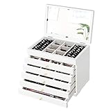 ★Starker Schutz zu Ihrem geliebten Schmuck★ Das haltbare und atmungsaktive Kiefernholz des Schmuckkastens verhindert Oxidationserscheinungen vom Schmuck. Im Innenbereich ist eine Auskleidung aus hochwertigem Samt zu finden, der sich weich anfühlt und für guten Schutz vor Kratzern und Staub sorgt, sodass Ihr Schmuck immer hell wie neu bleiben kann.
