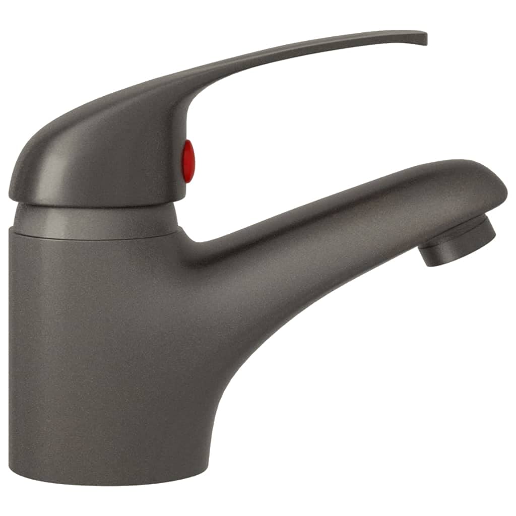 Grifo mezclador monomando gris para baño y cocina, aleación de zinc con cartucho de cerámica, 13 x 10 cm, manguera flexible de acero inoxidable, incluye accesorios de instalación