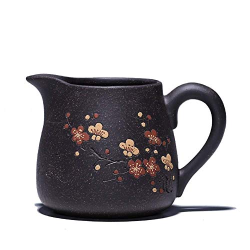 Théière originale mine noir or sable violet avec tasse juste et mer thé