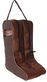 CHALLENGER Western Brown Canvas Floral Leather Travel Carry Boot Storage Bag 30SK02BR