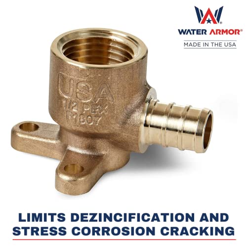 Water Armor Usa 1/2 Inch Pex Drop Ear Lead-Free Brass | Stress Corrosion Cracking Resistant Plumbing Fitting | Pex To Pex Plumbing/Tubing/Pipe Connections/Pex Fittings | 10 Pack #TOP2