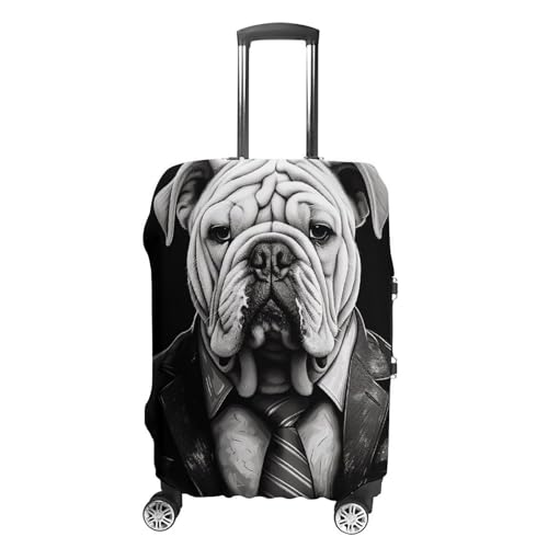 Travel Luggage Cover Elastic Suitcase Protector Anti-Scratch Washable Dog in Suit Luggage Sleeve Tsa Approved Carry on Covers Baggage Cover Fits 18-32 Inch Luggages