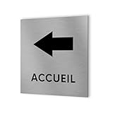 Pictogramme panneau directionnel format 20 cm x 20 cm en Dibond Aluminium brossé - Modèle Accueil - 20