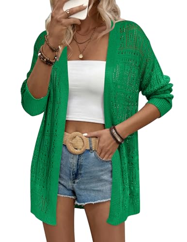 Image of Zeagoo Womens 2026 Summer Crochet Cardigan Sweaters Lightweight Long Sleeve Open Front Kimono Boho Knit Cover Ups