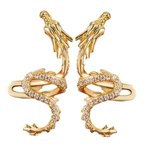 VALICLUD 1 Par Ear cuff con forma de dragón pendientes de aro de las mujeres divertido pendientes navideños christmas earrings Joyas para las orejas que no perforan pendientes de clip