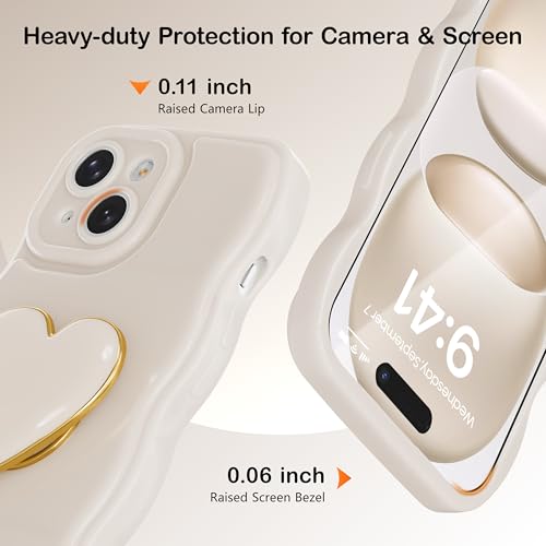 Aurorastar for iPhone 14 Case, White Wave Frame with Stand — view 2