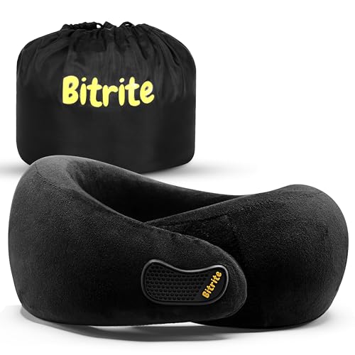 Image of Travel Neck Pillow | Premium Memory Foam Travel Pillow for Flights & Car Sleeping | Adjustable Head Rest, Neck Pillow for Flight Travel, Travel Pillow | Black, Pack of 1