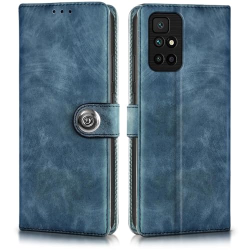Image of WOW IMAGINE Shock Proof Flip Cover Back Case for Xiaomi Mi Redmi 10 Prime (Magnetic Button Flip Case | Wallet Pockets & Stand | Leather Finish | Aquamarine)