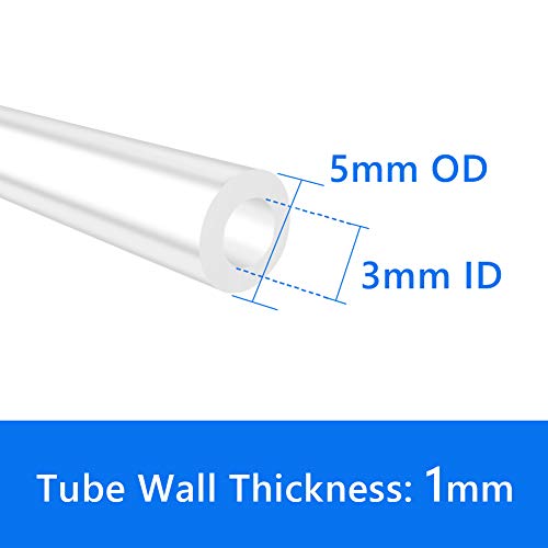 Quickun Pure Silicone Tubing, 3mm ID x 5mm OD High Temp Food Grade Tube Pure Silicone Hose Tube for Home Brewing, Beer Line, Kegerator, Wine Making, Aquaponics, Air Hose by Proper Pour (16.4 Ft)