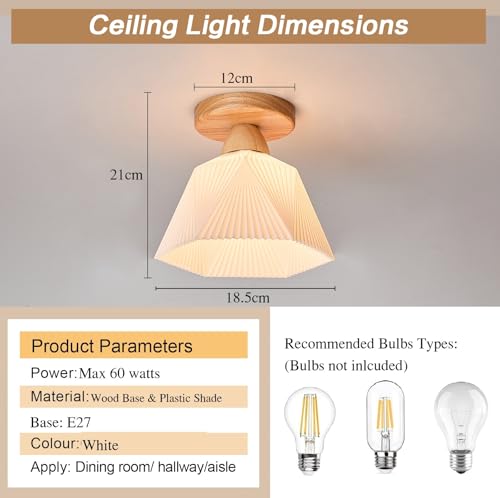 Pack of 2 Chandelier, Flush Mount Ceiling Light, White Shade Light Fixture, 1 Light Lighting Fixture for Bedroom,Dining Room,Kitchen, Hallway - Image 3