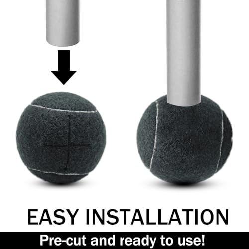 Image of SHYUJAJIE 4 PCS Precut Walker Tennis Balls for Furniture Legs and Floor Protection, Heavy Duty Long Lasting Felt Pad Glide Coverings for Chair (Black)