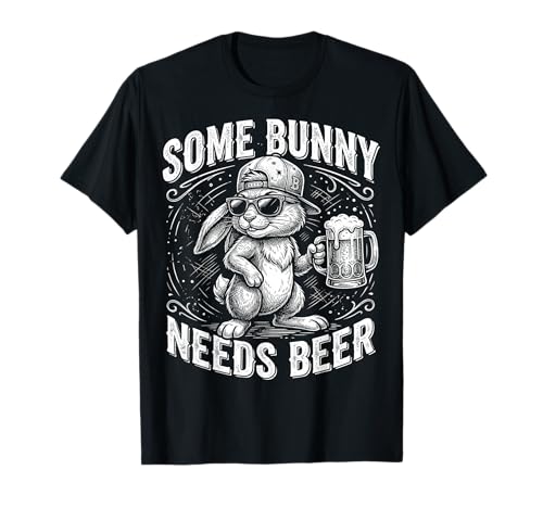 Funny Rabbit Pun Some Bunny Needs Beer Easter Men T-Shirt