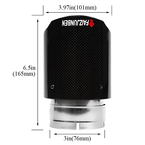 Faizjunben 3" Intake Glossy Carbon Fiber And Stainless Steel Auto Tailpipe 4.0" Outlet Auto Carbon Fiber Exhaust Tip #TOP3