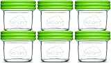 Nellam Baby Food Storage Containers - Leakproof, Airtight, Glass Jars for Freezing & Homemade Babyfood Prep - Reusable, BPA Free, 6 x 4oz Set, that is Microwave & Freezer Safe